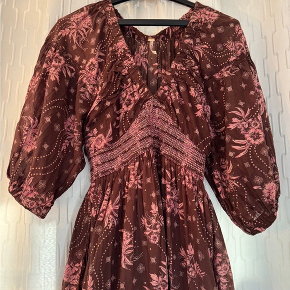 Free People Floral Pink and Burgandy Maxi Dress- Size S - Picture 3 of 13